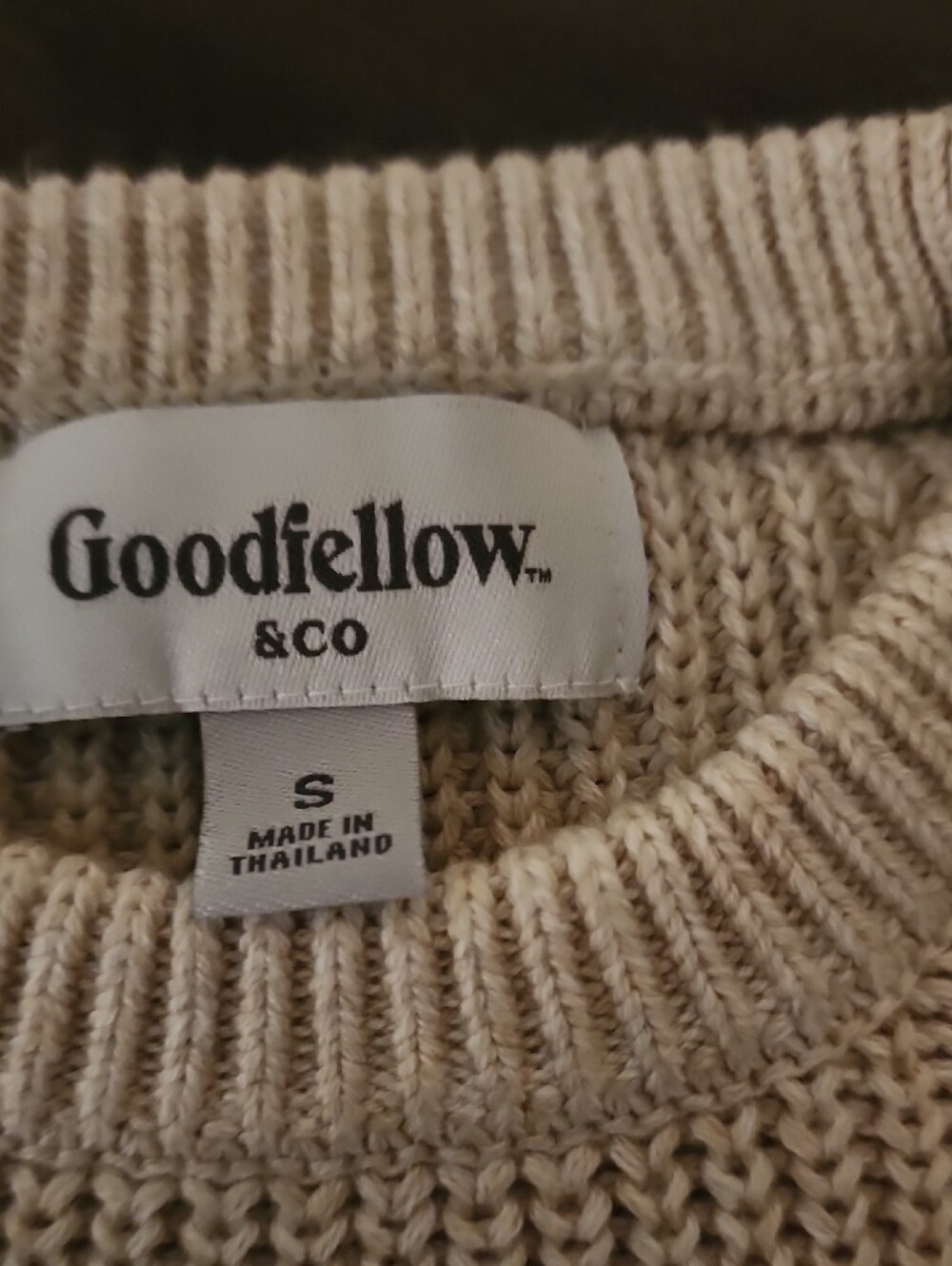 Goodfellow & Co Cream Ribbed Crewneck Sweater - Picture 2 of 2